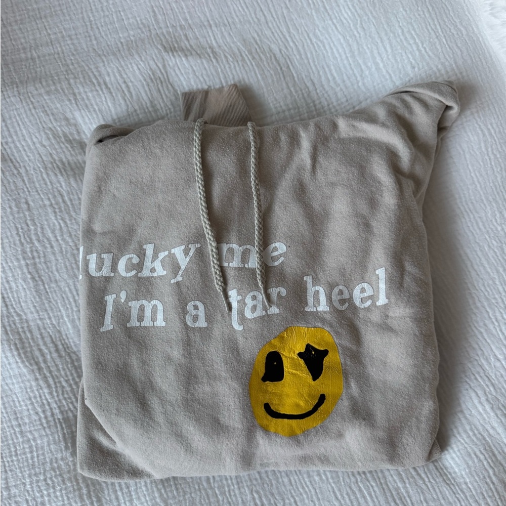 Lucky Me I’m a Tar Heel Beige Hoodie